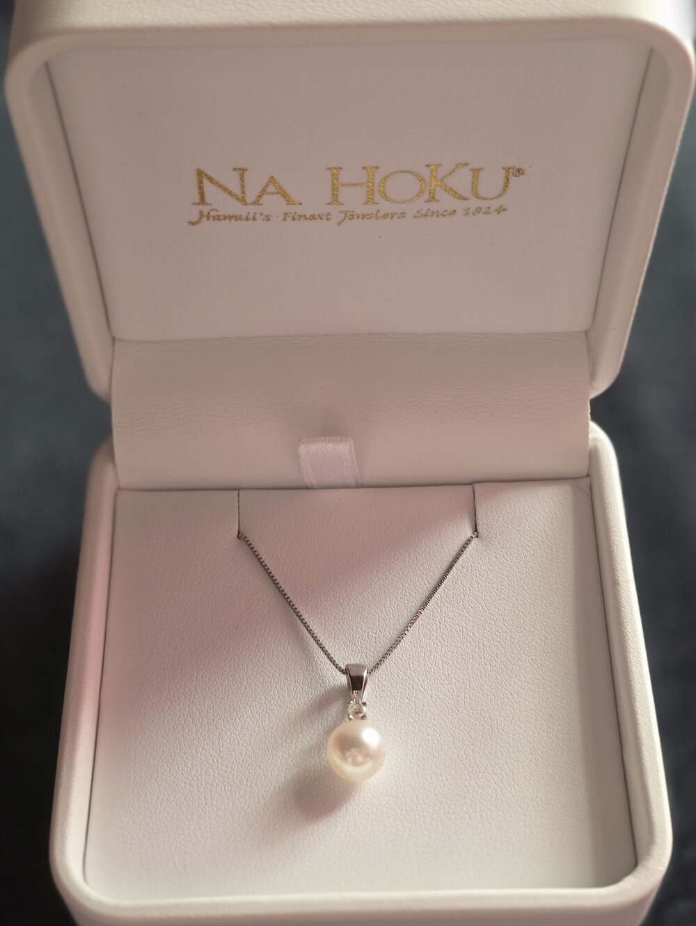 Na Hoku 14k White Gold Pearl AKOYA  Pendant Necklace